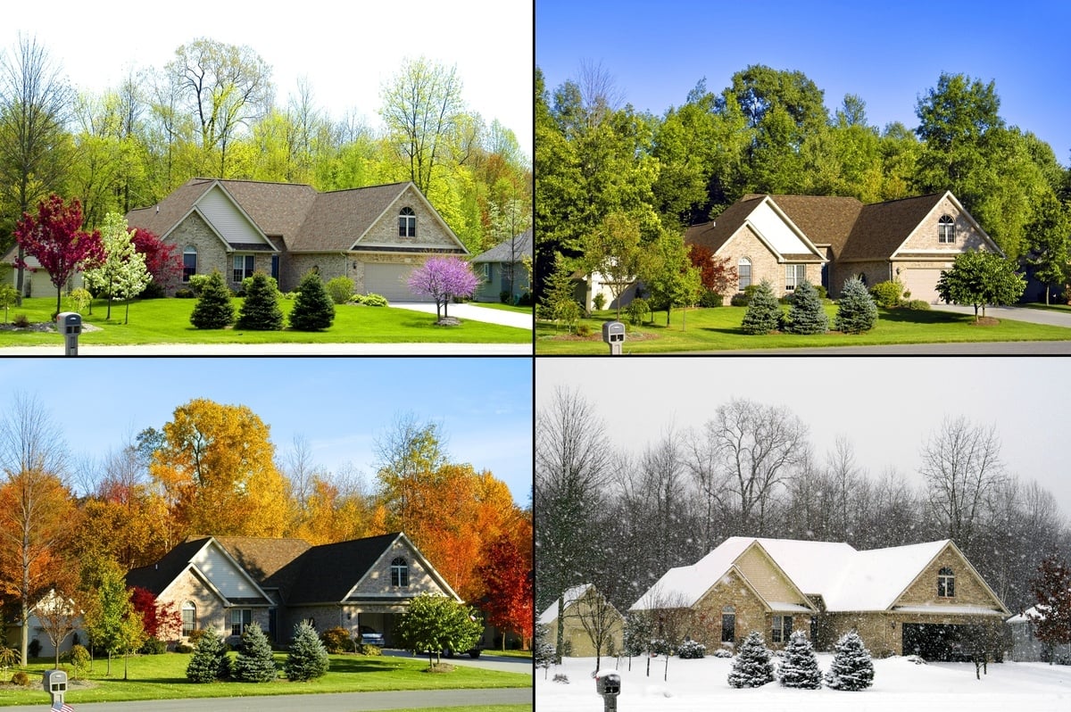 A house during different seasons