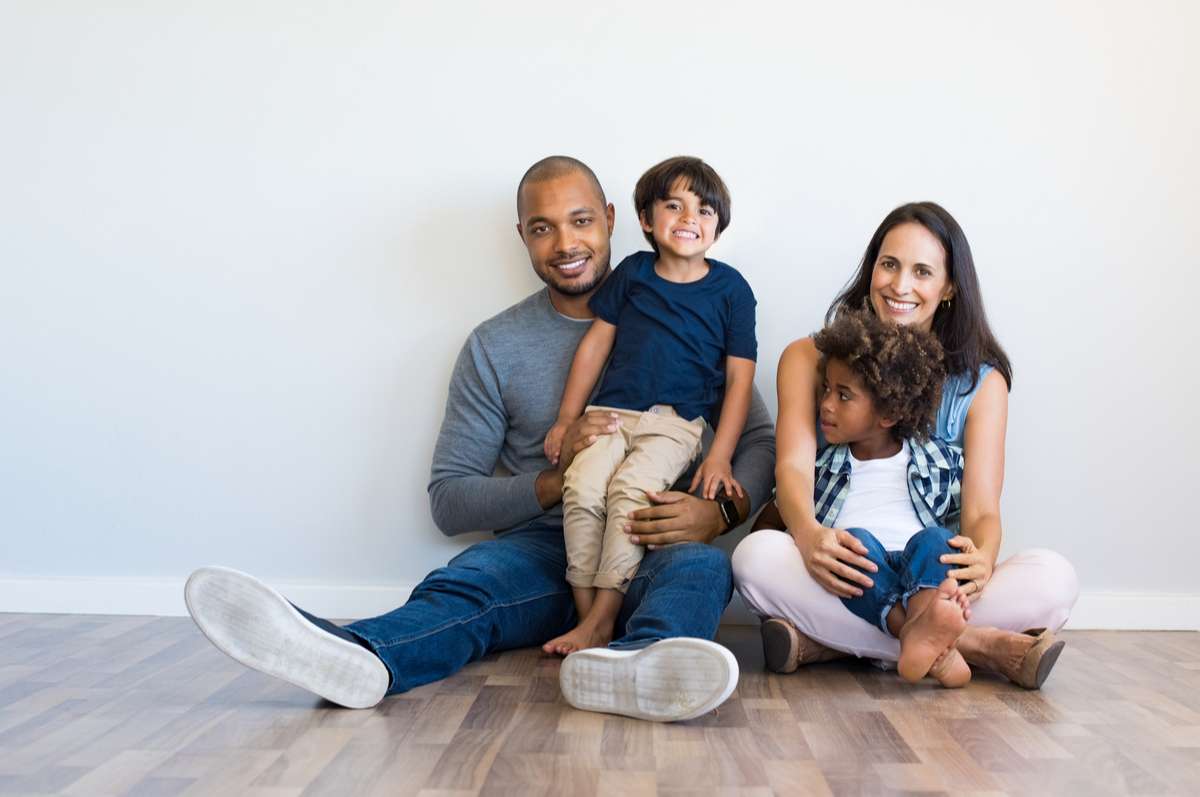 Happy family with children