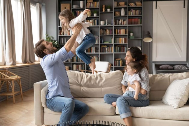 A happy family in a home