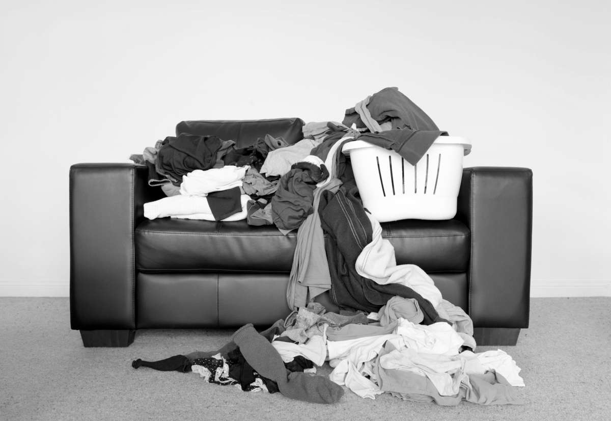 Pile of  laundry, abandoned belongings from a tenant concept. 